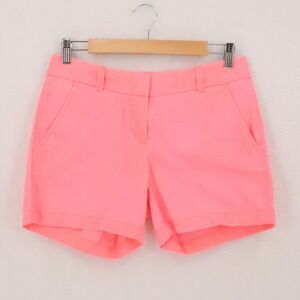 J Crew Broken In Chino Shorts Womens Size 2 Neon Pink Cotton Preppy New England